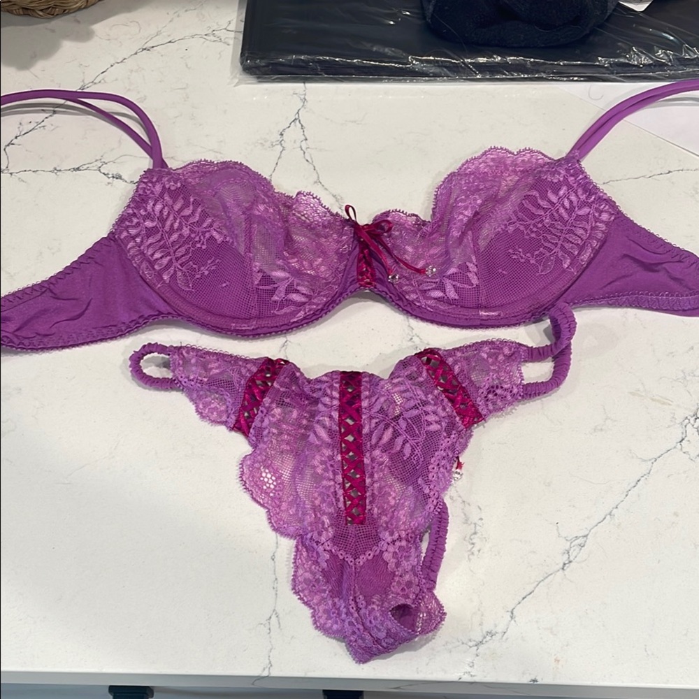 Victoria Secret Elegant Purple Lace Lingerie Set